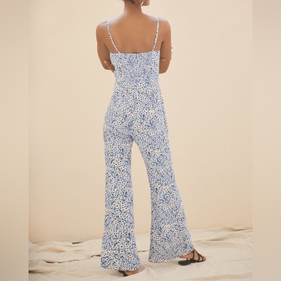 Hutch Anthropologie Ditsy Print Jumpsuit Blue Floral Size Small - Picture 4 of 9